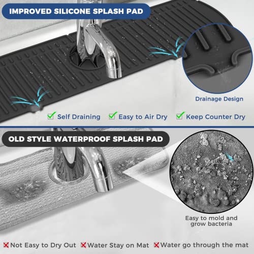 Image of BFONS Silicone Faucet Handle Drip Catcher Tray, 24in x 5.55in, Black