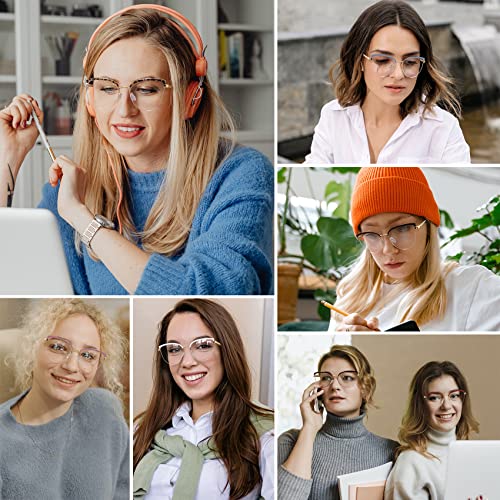 Image of MEETSUN Cat Eye Blue Light Blocking Glasses Women Metal Frame Computer Eyeglasses Fake Glasses for Anti Eyestrain & UV Glare
