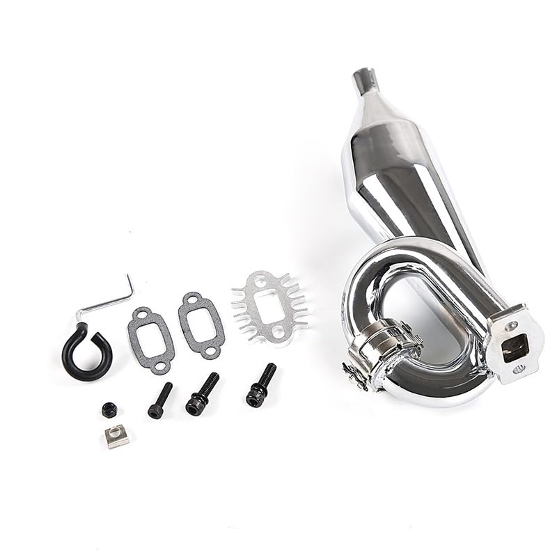 Chrome Resonant Tube Tuned Pipe Exhaust Pipe General for 1/5 HPI Baja 5B Ss 5T 5Sc Rovan King Motor Rc Car Tuned Pipe Exhaust