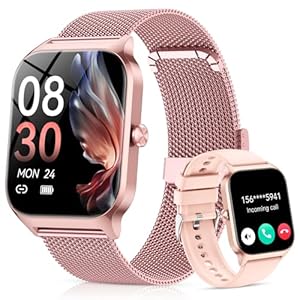 CASCHO Smart Watch for Women (2 Bands), Bluetooth Call Smartwatch with AI Voice, 1.85″ HD Fitness Watch, Heart Rate/SpO2/Steps/Sleep Monitor, 120+ Sports Modes, IP68 Waterproof Watch for Android iOS