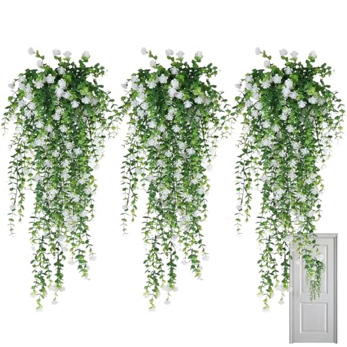 Hiedra artificial - Ratán artificial suave y realista, diseño estético de flores artificiales resistente a los rayos UV para interior y exterior, jardín, oficinas, casa, sala, patio, ,