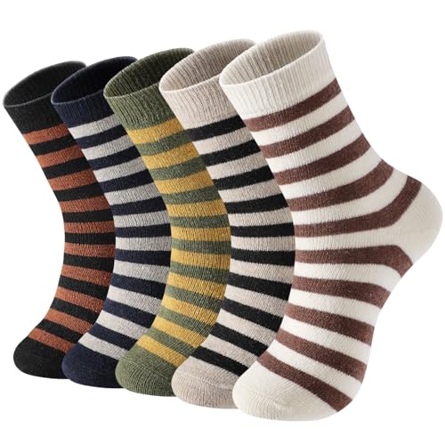 Clothirily Wool Socks for Women, 5 Pairs Wool Socks, Thick Knit Womens Sock, Warm Winter Crew Cozy Sock Gifts socks for Women