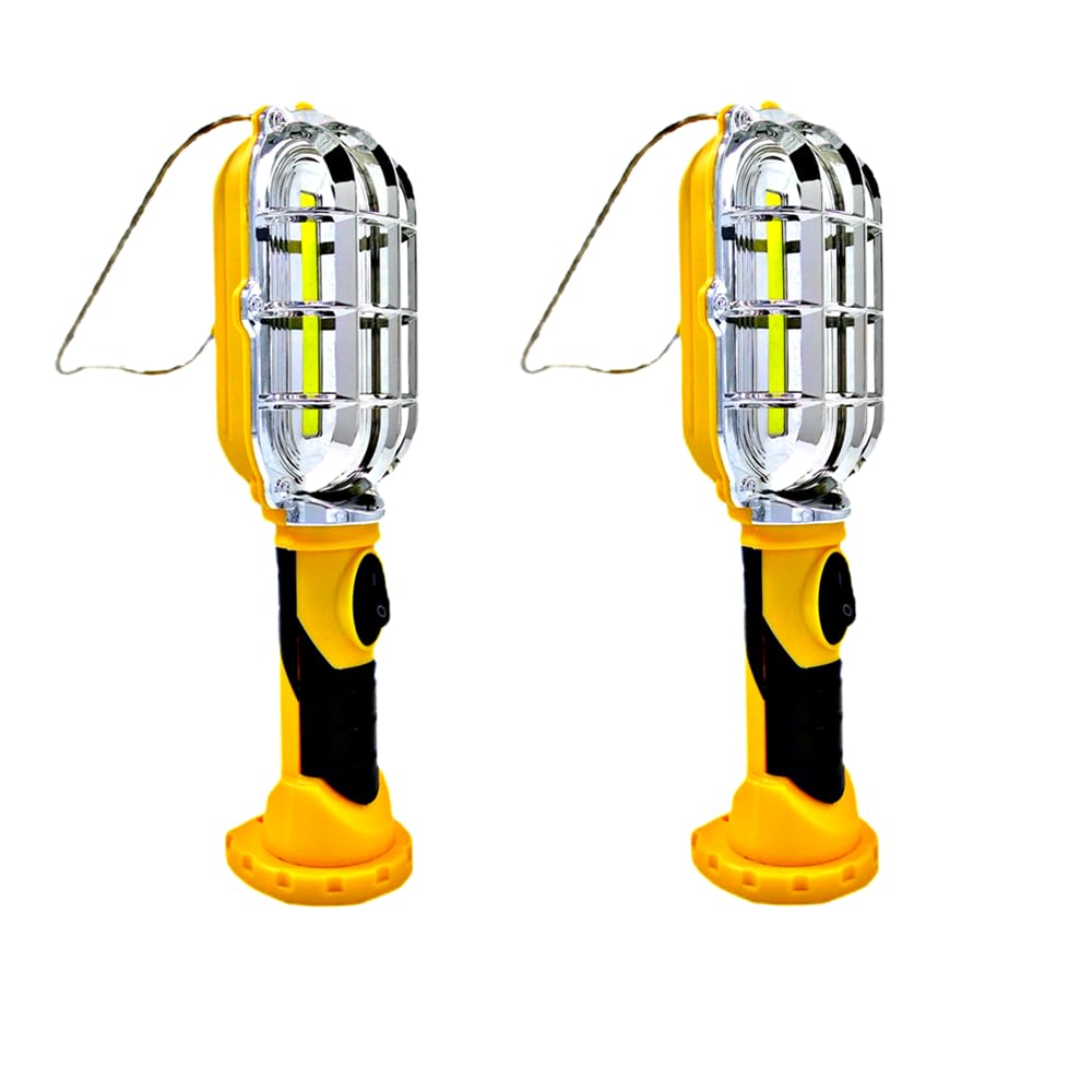 2 x bezprzewodowa lampa robocza LED z magnetyczną podstawą, lampa robocza bez użycia rąk, uchwyt obrotowy, kompaktowa i lekka, do użytku wewnątrz i na zewnątrz