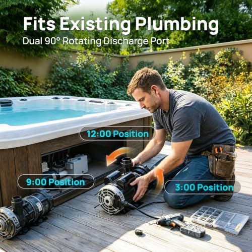 Image of Aquastrong Spa Pump, 2HP Dual Speed Hot Tub Pump, 56 Frame, Up to 9,246 GPH, 115V Durable Motor, Easy Installation, Compatible with Most Hot Tubs & Spa Systems