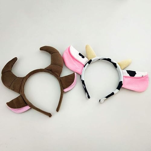 Miniatura 5 de Amosfun Conjunto de disfraz de toro de 3 piezas, diadema de cuernos de toro, corbata de lazo, cola de toro, disfraz de vaca
