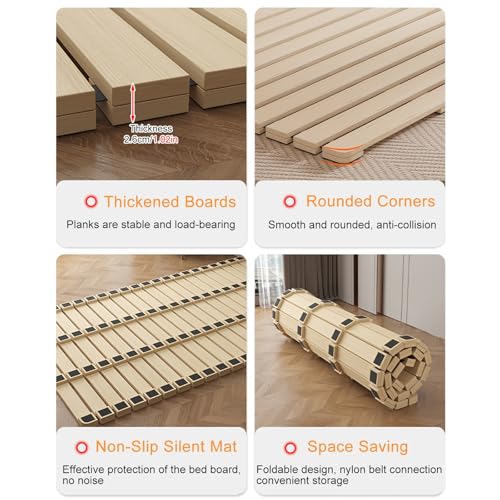 Doghe arrotolabili per letto, in legno, di ricambio per letti singoli, queen e king size, supporto per materasso pieghevole, per dormitorio, loft e camper