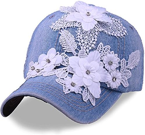 Rhinestones Flower Denim Jeans Snapback 