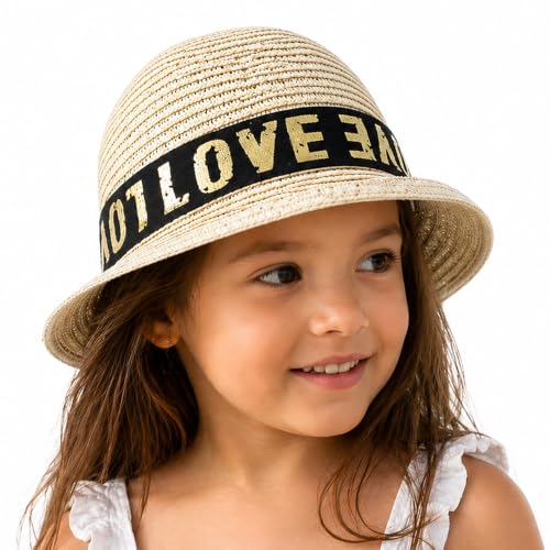 Image of VRITRAZ Kids Straw Hat for Baby Boys & Girls | Printed Summer Sun Hat, Woven Wide Brim Beach Cap, Lightweight Breathable Holiday Travel Picnic Outdoor Fancy Dress Fashion Hat for Children & Toddler