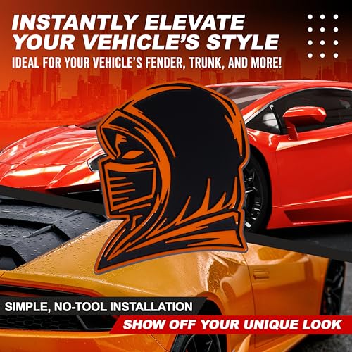 Image of Ninja Emblem, Custom 3D Car Badge - Universal Exterior Accessories for Car, Truck, SUV, Motorcycle (Set of 2) (Orange)
