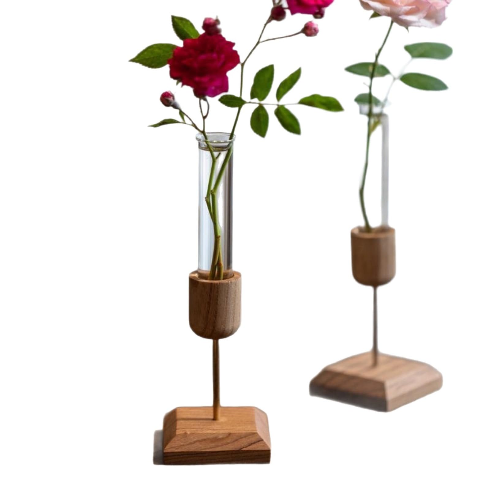 Yqvavzjsl Pink, Purple Home Desktop Ornament, Wooden Vase, Test Tube, Transparent Glass, Hydroponic Plant Planter