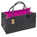 Produktbild G'FELT Filztasche Premium  als hochwertige Einkaufstasche, schicke Freizeit-Tasche oder Badetasche, Zeitungskorb, Filzkorb, Einkaufskorb, stabile Kaminholztasche - zweifarbig grau und pink