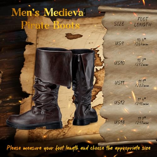 Image of Cutecrop Men's Medieval Pirate Boots Renaissance Costume Boots | Fantasy Cosplay Shoes, Faux Leather, Viking Gothic Leather Shoes