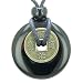 Antique Lucky Coin Spiritual Powers Amulet Black Agate 30mm Donut Pendant Necklace
