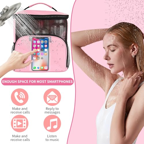 Shower Caddy Portable, Large Capacity Shower Caddy Dorm Tote bag, Hanging Shower Bag for College Dorm Room Essentials, Quick Dry Mesh Toiletry Bag with Phone Pocket for Boys and Girls (pink) - Image 5