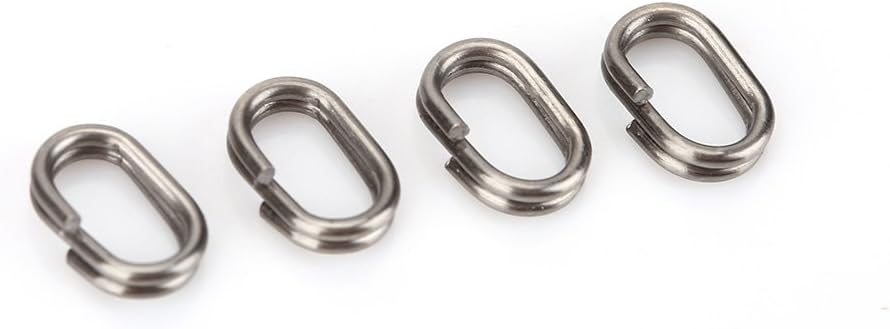 Keenso 100Pcs Fishing Split Rings ，Stainless Steel Oval Split Rings Swivel Snap Carp Fishing Tackle Connector