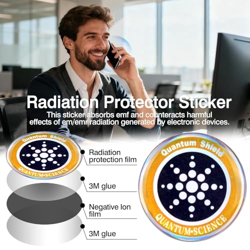 Image of 8 Pieces Anti Radiation Chip for Mobile, Cellphone Signal Boosters, Energy Radiation Shield with Light Green and Golden Hard Card Design