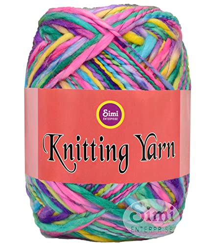 Image of Knitting Yarn Thick Chunky Wool, Sumo Rainbow 400 GMS Best Used with Knitting Needles-HH Art-HAG