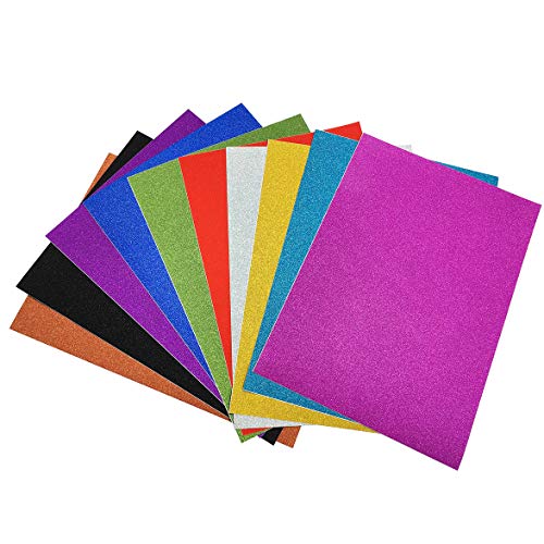 DIYギフト用グリッターシート / シールタイプA4サイズ不同色10枚セット