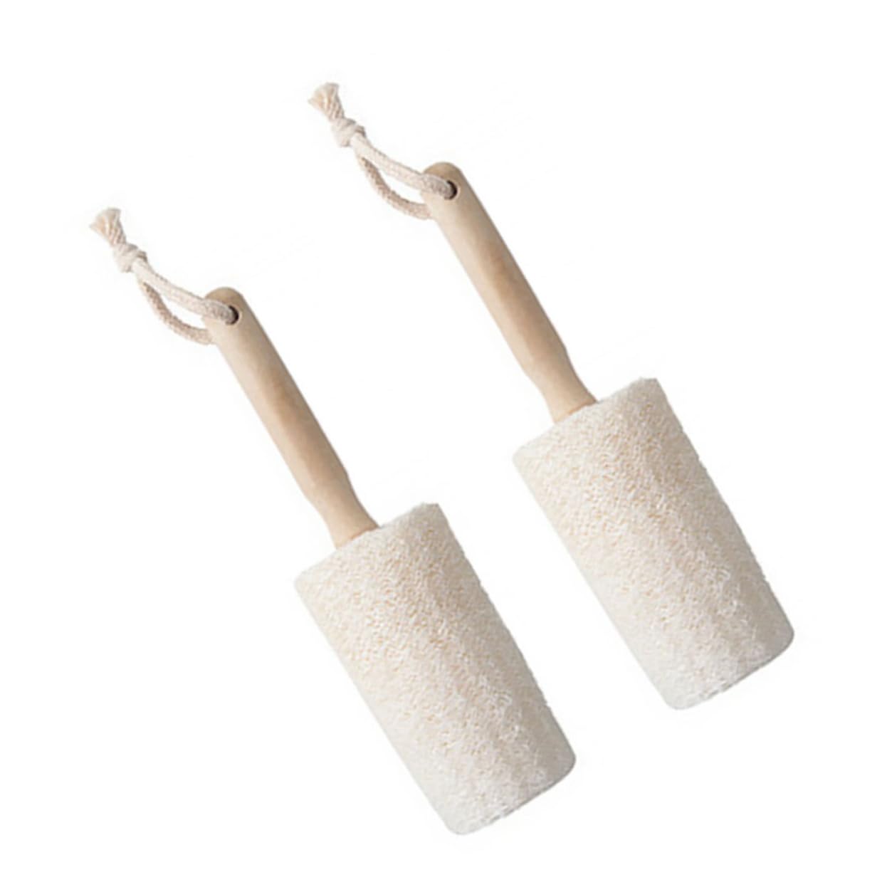 Angoily Rückenbürste Mit Langem Griff – 2er Set Aus Luffa & Holz, Für Schonendes Peeling Unter Der Dusche