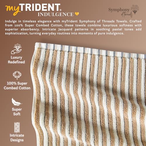 Image of MYTRIDENT Symphony of Threads Towel for Bath, 75 cm x 150 cm, 100% Cotton, 625 GSM, Super Soft, Absorbent, Mirael