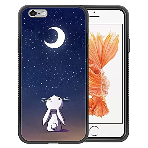 ZHEGAILIAN iPhone 6 Plus Case,Moon Rabbit iPhone 6s Plus Cases for Girls Woman,Non-Slip Design Personalized Cool Pattern Back Cover Soft TPU Bumper Frame Support Case for iPhone 6/6s Plus 5.5in