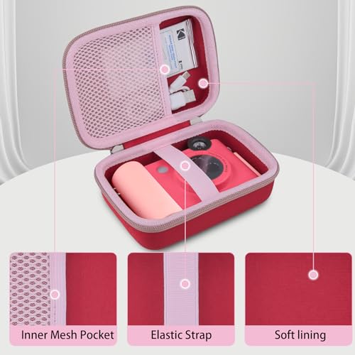 Image of khanka Hard Case for Kodak Smile+ /Kodak Smile Plus Camera,Fuchsia | EVA Hard Shell, Mesh Pocket Accessory Storage, Travel-Ready Portable Storage, Easy Carry Handle, Protective Case Only