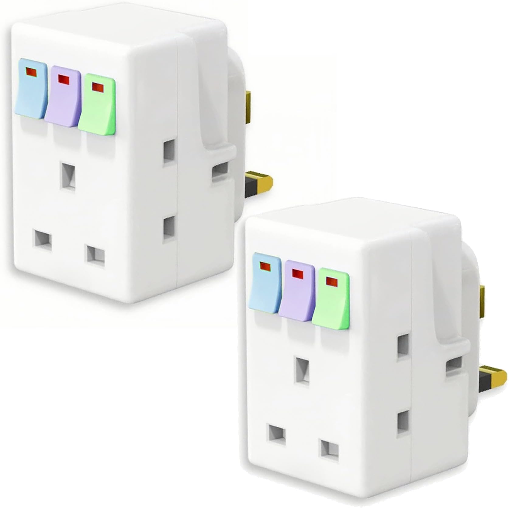 LEPump 3Way British Plug, Multi Adapter with Individual Switches, UK Plug Adaptor, Multi Plug Extension(1 Pack)