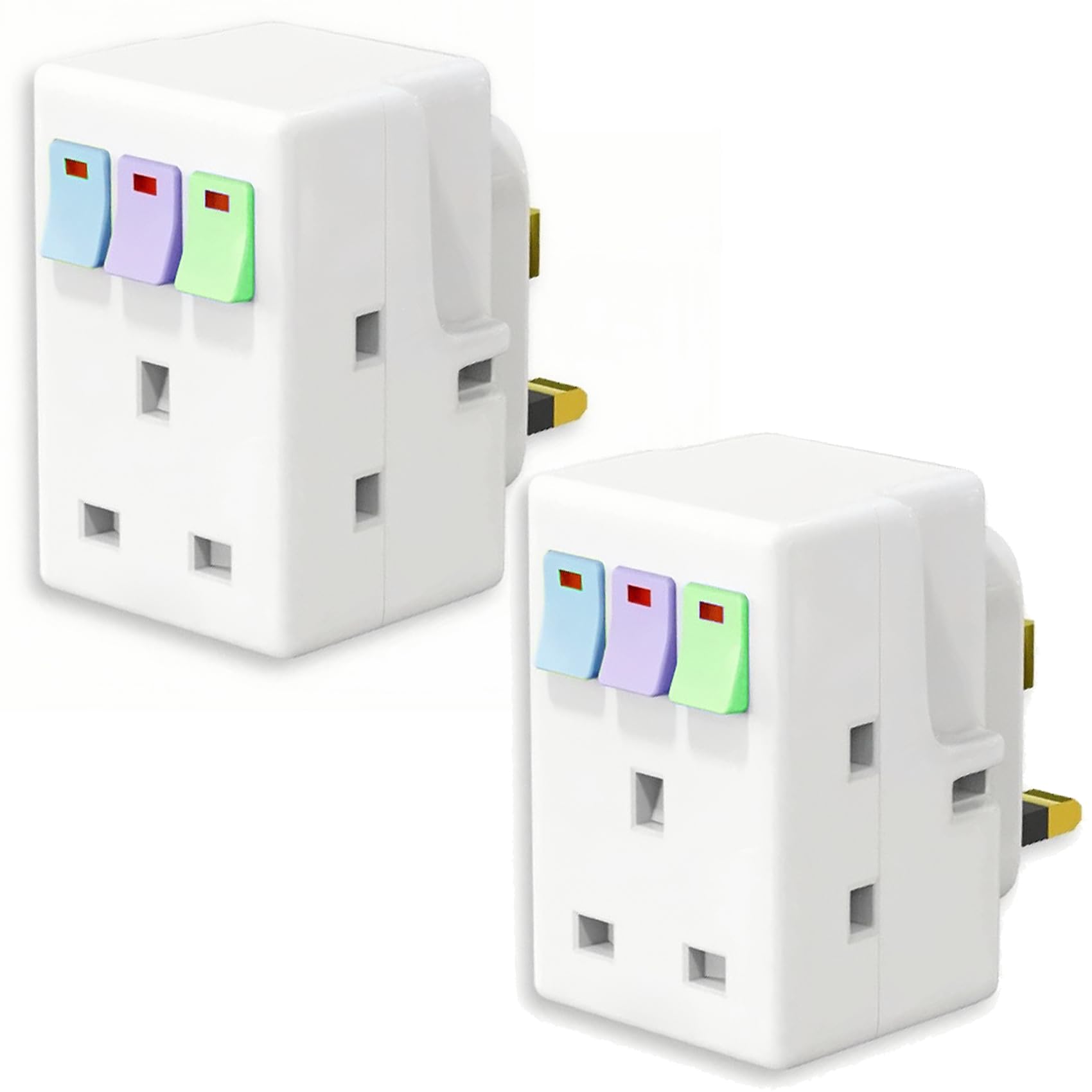LEPump 3Way British Plug, Multi Adapter with Individual Switches, UK Plug Adaptor, Multi Plug Extension(1 Pack)