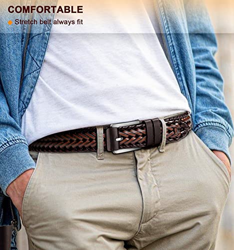 Image of Stretch Belt Men,Bulliant Mens Woven Stretch Braided Belt 1 3 /8
