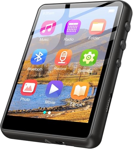 Image of 128GB MP3 Player with Bluetooth 5.4, 2.4 inch Portable HiFi Music Player with FM Radio /HD Speaker /E-Book /Photo /Video /Alarm Clock, Digital Music Player Earphones Included