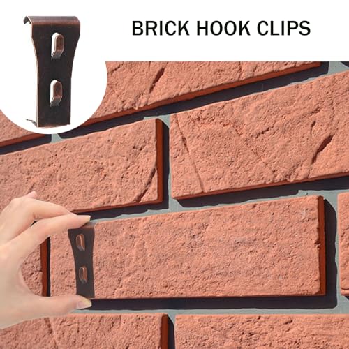 Image of Brick Hooks for Hanging No Drill Outdoor Brick Hanger Brick Wall Clips Picture Hangers Fit 2-1 /4 to 2-3 /8 inch Height Metal Brick Clamps for Outside Home Decor (8Pcs)