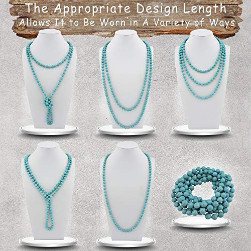 Firstmeet Fashion Beads Rope Knot Long Beaded Necklace Versatile 60" Strand Costume Jewelry for Women4