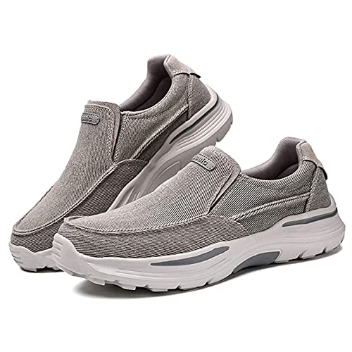 Men's Canvas Slip-On Orthopedic Walking Loafers Casual Breathable Non-Slip Sneakers Comfortable Walking Shoes for Plantar Fasciitis