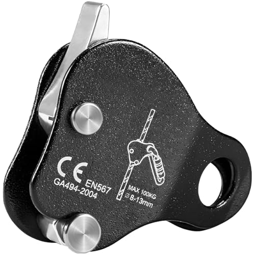 Climbing Ascender Device, Aluminum Alloy Fall Protection for Mountaineering, Tree Arborists, and Rescue Operations