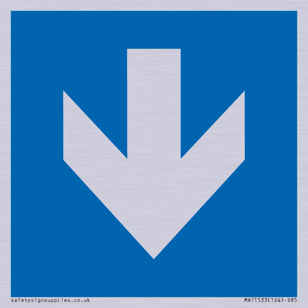 Viking Signs Custom Mandatory: Down arrow Sign - 85x85mm - S85, Blue/White