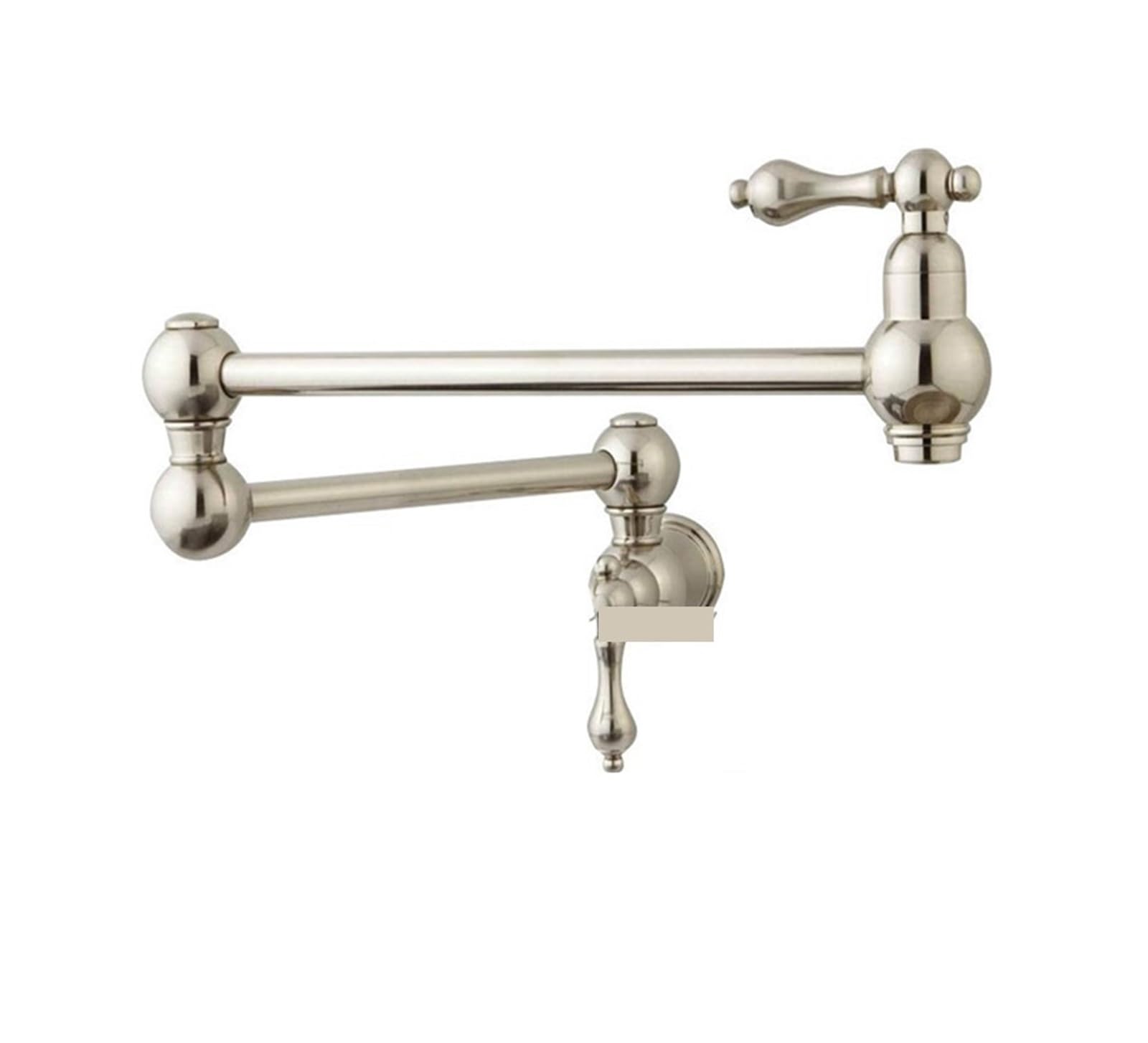 Rubinetto per il bagno, Rubinetto di riempimento pentola con doppia valvola di intercettazione montato a parete con maniglie a leva con beccuccio oscillante a doppio snodo da 22" per mobiletto(Silver