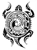 Large Polynesian Tribal Turtle Temporary Tattoo / Set of 3
