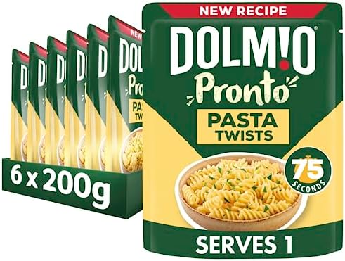Dolmio Pasta Twists Microwave Fusili Pasta, Bulk Multipack 6 x 200g pouches