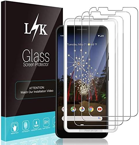 L K 3 Pack Screen Protector for Google Pixel 3a, Tempered Glass Google Pixel 3a [9H Hardness] [Scratch Resistance] [Case Friendly] [No Lifted Edges] [Easy Installation] Screen Protective Film