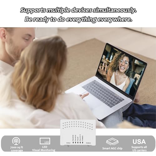 Image of Cell Phone Booster for Home & Muti-Room, Up to 7000Sq. Ft,Cell Booster for Rural Area with 2 Indoor Antennas,Boosts 5G 4G LTE for All U.S. Carriers, FCC Approved Cell Phone Signal Booster (White-2)