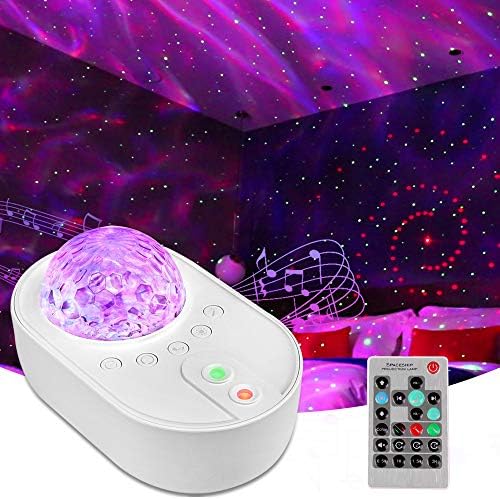 Galaxy Star Night Light Projector LED Ocean Wave Bluetooth Music Speaker with Remote Control for Bedroom, Home, Room Decor, Adults & Kids White