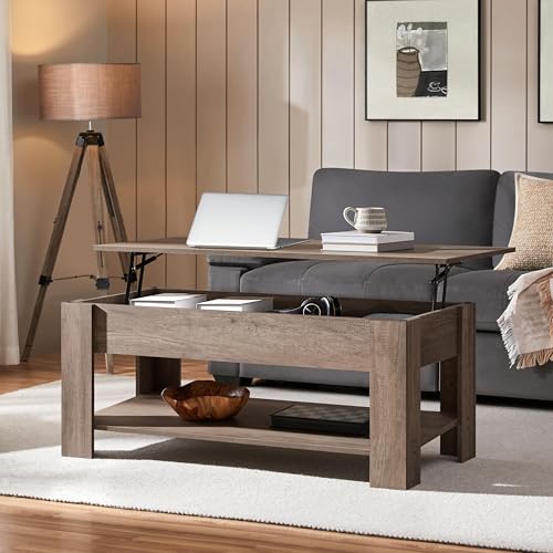 image for Yaheetech Lift Top Coffee Table with Hidden Compartment and Storage Sh