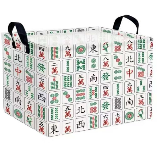 Mahjong Gifts Baskets for Women Unique Collapsible Storage Bins with Handles Party Supplies Room Decor (Mah Jongg)