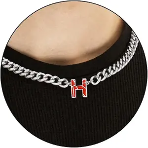 Basketball Necklaces for Boys Stainless Steel Initial Necklace with Letter A-Z 6.5mm Cuban Chain Adjustable Gifts for Men Boys 16+2 Inches