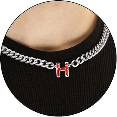Basketball Necklaces for Boys Stainless Steel Initial Necklace with Letter A-Z 6.5mm Cuban Chain Adjustable Gifts for Men Boys 16+2 Inches
