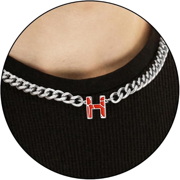 Basketball Necklaces for Boys Stainless Steel Initial Necklace with Letter A-Z 6.5mm Cuban Chain Adjustable Gifts for Men Boys 16+2 Inches