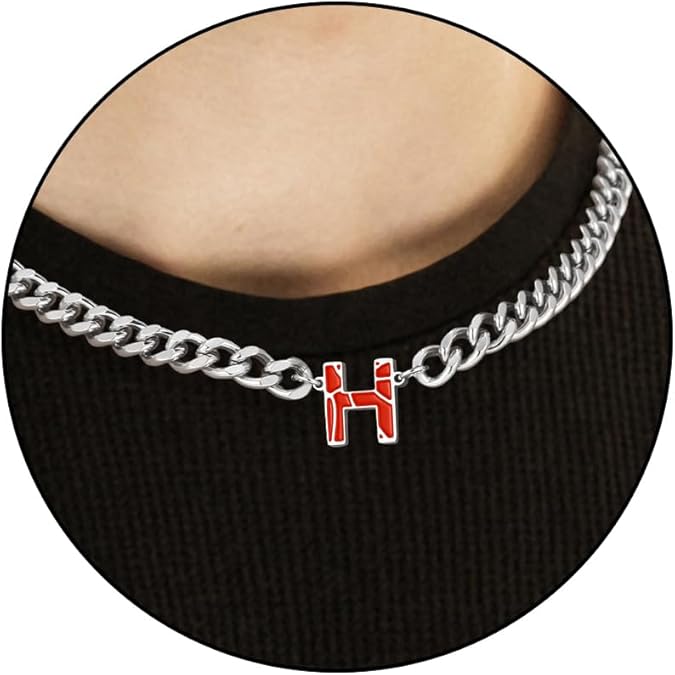 Basketball Necklaces for Boys Stainless Steel Initial Necklace with Letter A-Z 6.5mm Cuban Chain Adjustable Gifts for Men Boys 16+2 Inches