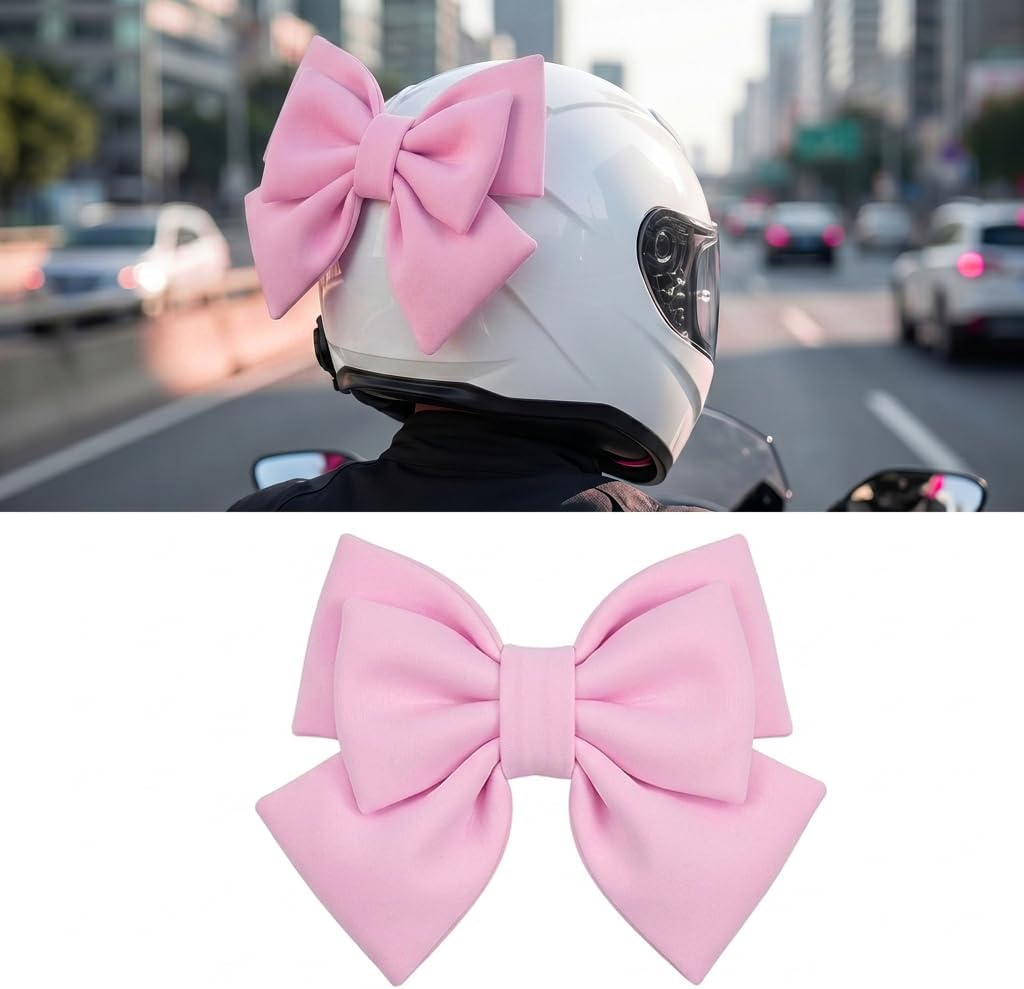 Motorcycle Helmet Bow Decoration, Large 3D Cute Bowknot for Women & Girls, Removable Self-Adhesive Ornament Accessory, DIY Patches for Most Ski & Bike & Motorcycle Helmets