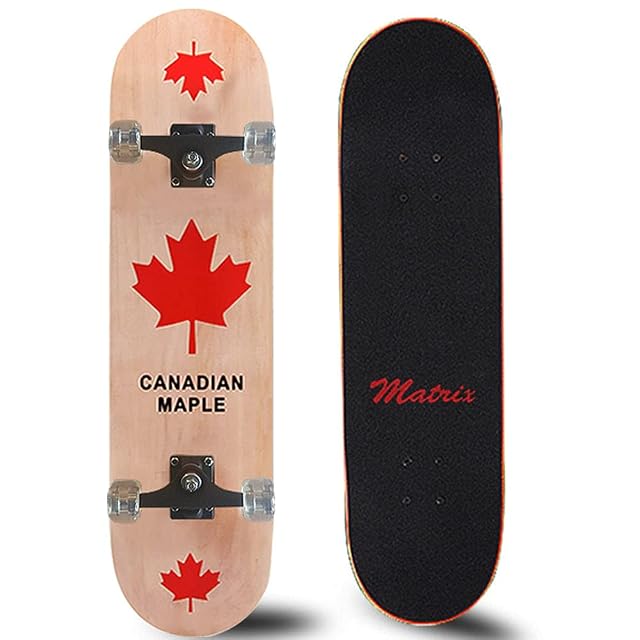 Complete Skateboard 4 Pack 31 Canadian Maple Street Skateboards 9-Ply Deck ABEC-9 Bearings PU Wheels for Kids Teens