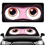 otoez Windshield Sun Shade, Car Front Windshield Cartoon Eyes Window Sunshades, Foldable UV Visor Shield Automotive Interior Protector Block for Seden Pickup Truck SUV